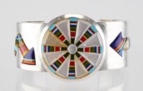 Sterling Turquoise MOP Inlay Cuff Bracelet