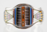 Sterling Turquoise MOP Inlay Cuff Bracelet