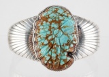 Sterling Silver Carved Turquoise Cuff Bracelet
