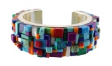 Sterling Turquoise MOP Inlay Cuff Bracelet