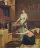 Young Girls in a Greek Temple, Oil on Porcelain