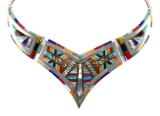 Signed RG Sterling Turquoise Inlay Necklace