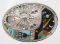 Sterling Turquoise Coral Onyx Inlay Belt Buckle