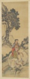 Chinese Scroll Painting, Buddha & Elephant, Signed