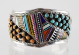 Sterling Micro Inlay Turquoise Cuff Bracelet