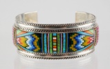 Sterling Micro Inlay Turquoise Cuff Bracelet