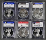 (6) Silver Eagle $1 PCGS Graded 70 Coins