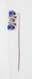 14k White Gold Diamond & Sapphire Stickpin