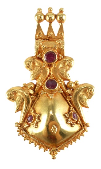 India 22K Gold & Gemstone Necklace Pendant