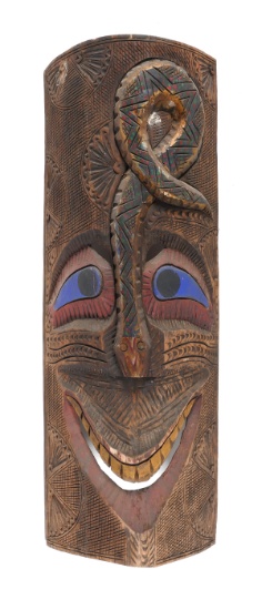 Polynesian Tiki Mask, Carved Wood