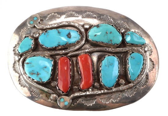 EFFIE CALAVAZA Sterling Turquoise Serpent Buckle