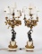 Antique Pair Bronze & Marble Candelabra Lamps