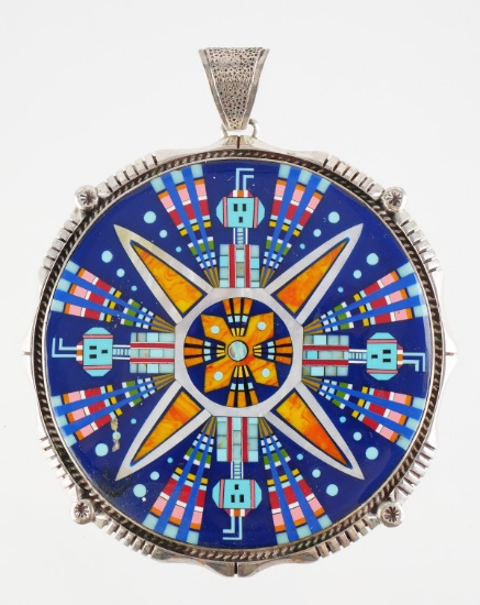 Native American Style Mosaic Sterling Pendant