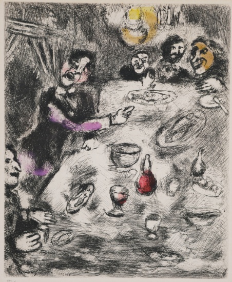 MARC CHAGALL, Hand Colored Etching, Fables