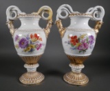 PAIR of 19c MEISSEN Porcelain Urns