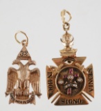 Vintage 14K 10K Gold Masonic Pendants FOBs