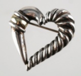 David Yurman Sterling & 14K Heart Brooch Pin