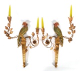 Gilt Metal Birds and Leaves Sconces