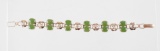 Chinese 18K Gold and Jade Hardstone Bracelet