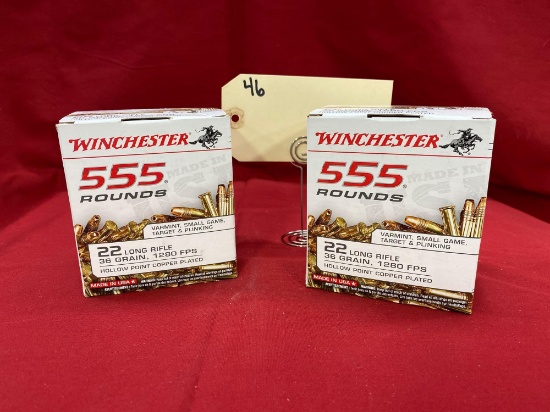 WINCHESTER 555 ROUNDS, 22 CAL, LONG RIFLE, HOLLOW POINT (X2)