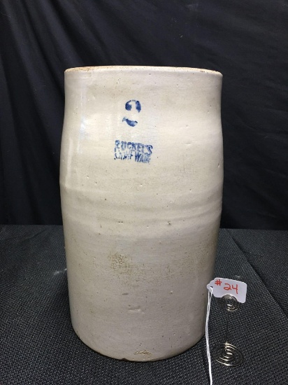 2 GAL RUCKELS STONEWARE CHURN