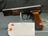 BELGIUM BROWNING 9MM, WITH RING HAMMER, IN LEATHER CASE