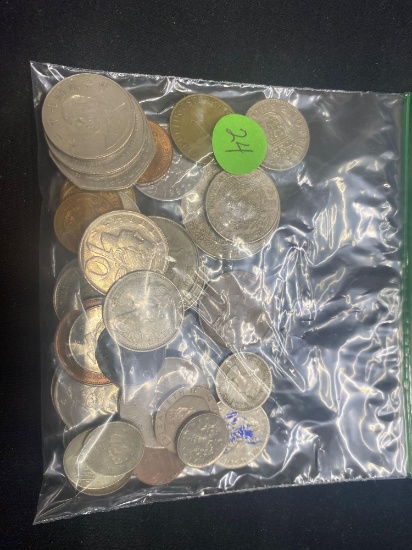 BAG OF FOREIGN COINS