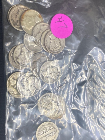 20 MERCURY DIMES WITH VARIOUS DATES