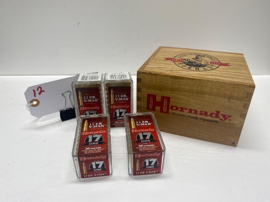 HORNADY 17 HMR VMAX, 200 ROUNDS IN WOOD BOX (X1)
