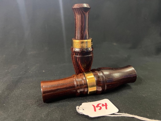 BOB HAYES HAVANNA IL COCOBOLA WOOD GOOSE AND DUCK CALL PAIR