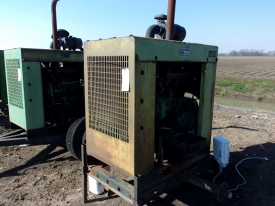John Deere 4d80 Power Unit & Trailer, showing apx 9341 hrs