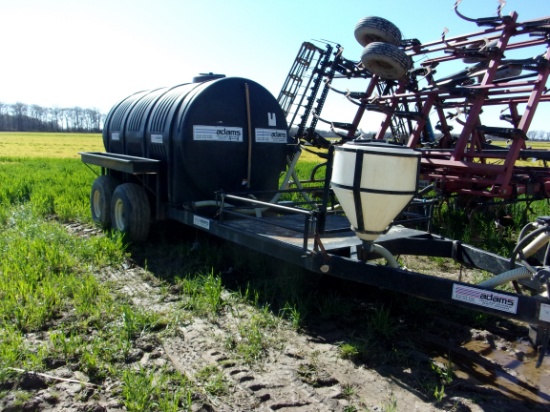 Adams Tandem Axle Nurse Trailer w/apx 1600 gal poly tank w/Honda motor & tote rack, #11-86-2753