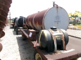 Flatbed Trailer w/apx 1,000 gal Metal Tank, Motor & Pump
