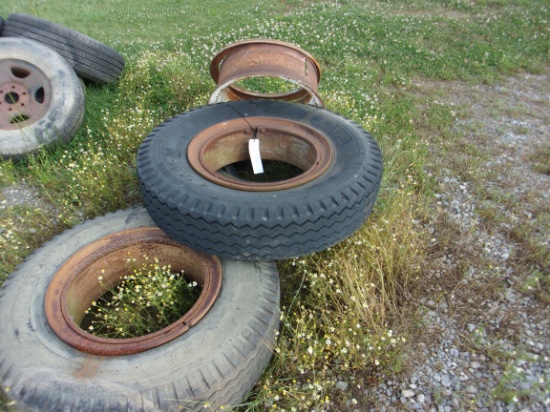 2 - 10.00-20 Tires & 3 Rims
