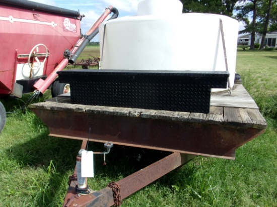 2 Axle Flat Floor Trailer w/apx 1,000 Gal Poly Tank, Mixing Vat, Motor & Pump