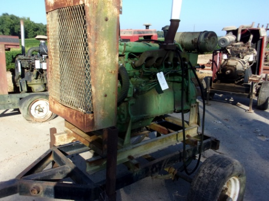 John Deere 6 cyl Power Unit & Trailer, salvage, #512756T