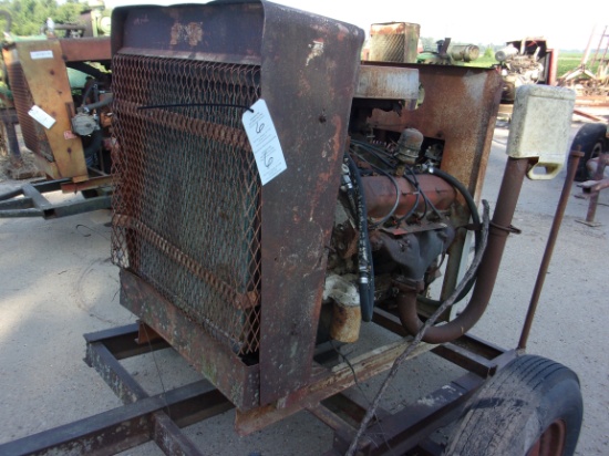 White 8 cyl Power Unit & Trailer, salvage, LP gas