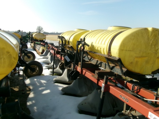 Red Ball 420 12 row 38" Hyd Fold Bullet Hood Sprayer w/twin poly tanks