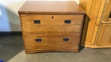 TWO DRAWER LEGAL SIZE WOODEN FILE CABINET