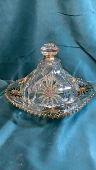 PINEAPPLE CRYSTAL BUTTER/CHEESE DISH - VINTAGE