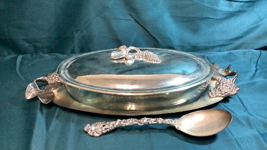 GODINGER SILVER PLATED 3 QUART COVERED CASSEROLE