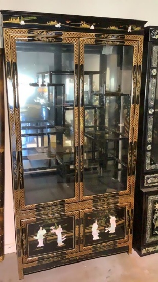 ASIAN BLACK LACQUER PEARL CURIO