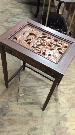 HEAVILY CARVED ASIAN ACCENT TABLE