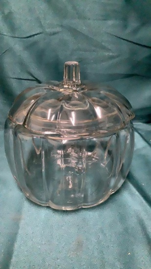 GLASS PUMPKIN CANDY DISH
