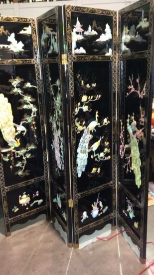 BLACK LACQUER ASIAN ROOM DIVIDER