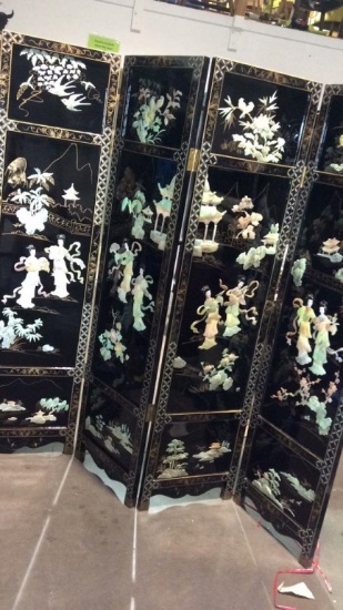 BLACK LACQUER ASIAN FOLDING SCREEN