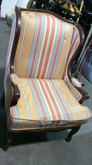 STRIPED WINGBACK CHAIR