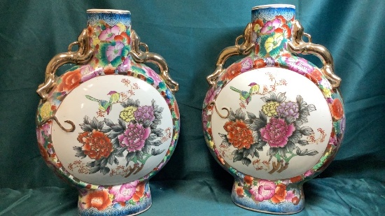 MATCHING PAIR OF GOLD GILDED VASES