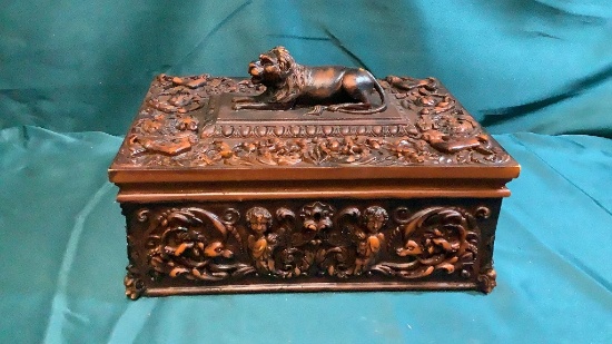 ORNATE LION JEWELRY BOX