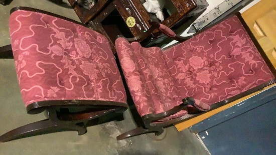 KINDEL CRANBERRY CHAIR AND OTTOMAN